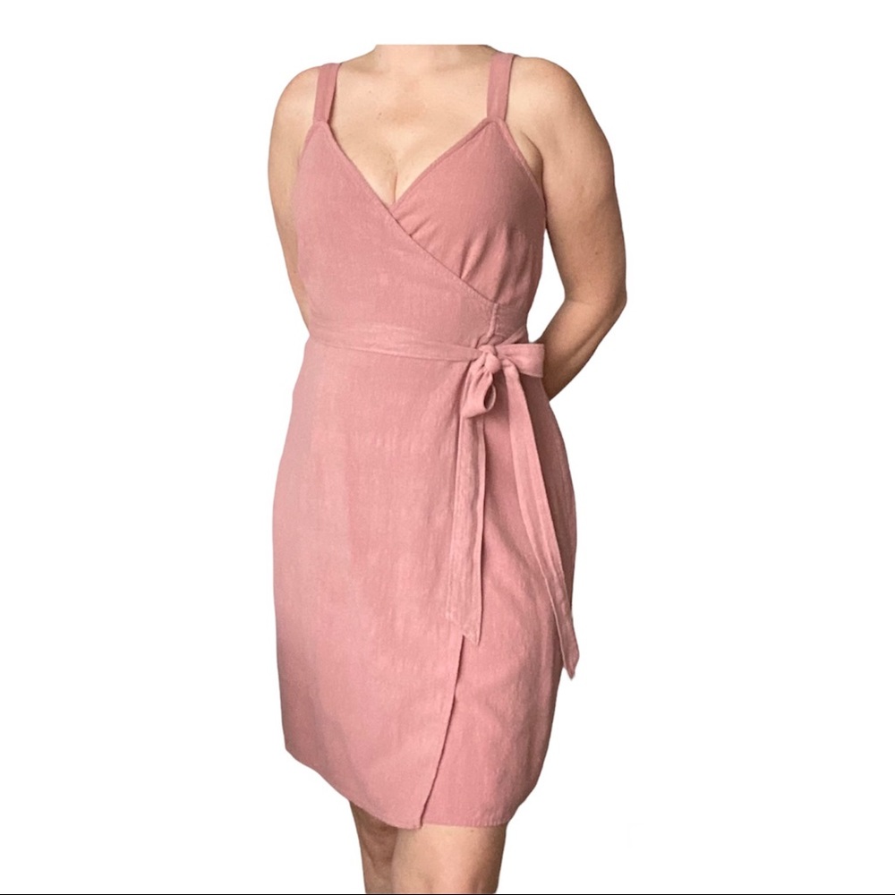 Wrap linen blend tank dress, size M